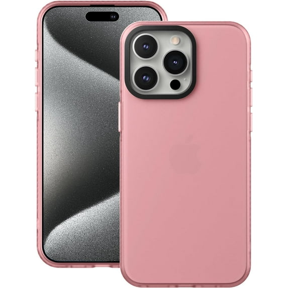 Case Compatible with iPhone 15 Pro (6.1-inch) Matte Translucent Phone Case for Men, Women, Girls, Thin Back Cover, Pink Peach