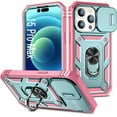 thumbnail image 1 of Case Compatible with iPhone 15 Pro Max, Shockproof Impact Resistant with Slide Lens Protective Cover Case for iPhone 15 Pro Max 6.7 inch (Pink Green), 1 of 12