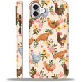 thumbnail image 1 of Case Compatible with iPhone 16, Scratch Resistant Hybrid Double Layer Hard Shell, Flower Chicken, 1 of 6