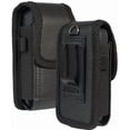 thumbnail image 1 of Case for Consumer Cellular Flip Phone, Nakedcellphone Black Vegan Leather Vertical Pouch [with Belt Loop, Metal Clip, Magnetic Closure] for Iris Flip, Verve Snap, Link 2, Jitterbug Flip2, 1 of 10