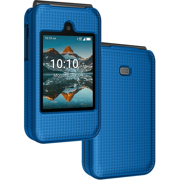 Case for Consumer Cellular Iris Easy Flip Phone / Boost Mobile Summit Flip 4G, Nakedcellphone Slim Hard Shell Protector Cover [Anti-Fingerprint, Grid Texture] for SL006D (2024) - Cobalt Blue