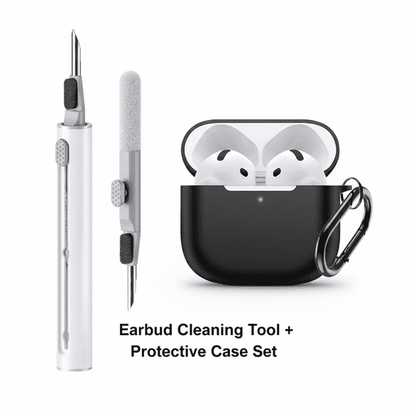 Case Cover 2024 for AirPods 4, Shock-Proof Protective Silicone Case Cover for 4th Generation with Earphone cleaning stick