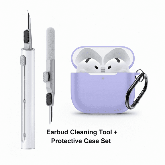 Case Cover 2024 for AirPods 4, Shock-Proof Protective Silicone Case Cover for 4th Generation with Earphone cleaning stick