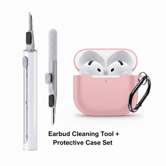 Case Cover 2024 for AirPods 4, Shock-Proof Protective Silicone Case Cover for 4th Generation with Earphone cleaning stick