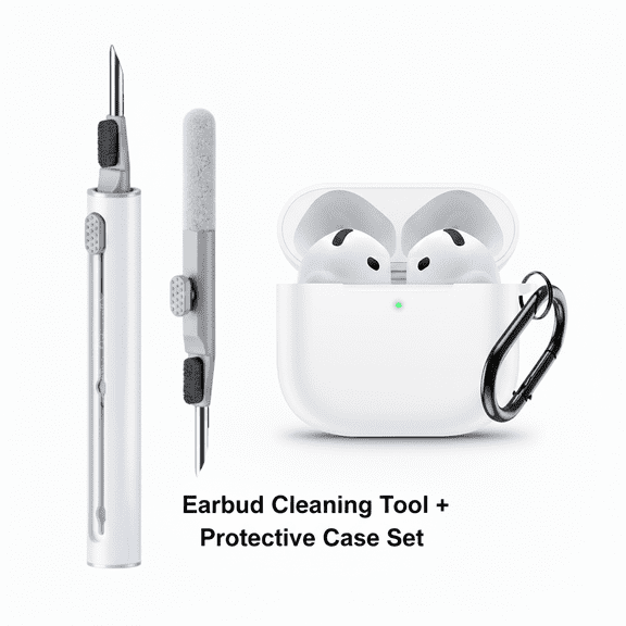 Case Cover 2024 for AirPods 4, Shock-Proof Protective Silicone Case Cover for 4th Generation with Earphone cleaning stick