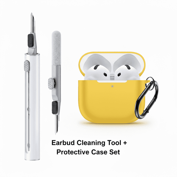 Case Cover 2024 for AirPods 4, Shock-Proof Protective Silicone Case Cover for 4th Generation with Earphone cleaning stick
