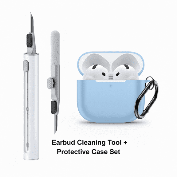 Case Cover 2024 for AirPods 4, Shock-Proof Protective Silicone Case Cover for 4th Generation with Earphone cleaning stick