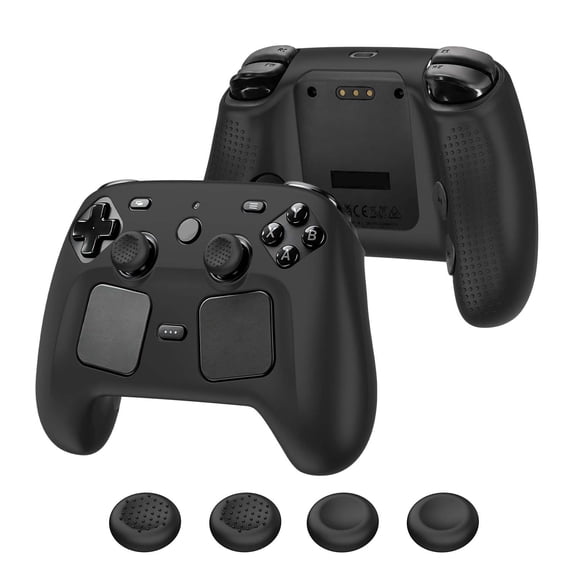 Case Cover Compatible with Steam Controller 2 2026, Soft Silicone Protector Cover Skin Case for Steam Controller 2 with Thumb Grip Caps, Anti-Scratch, Shockproof (Black)