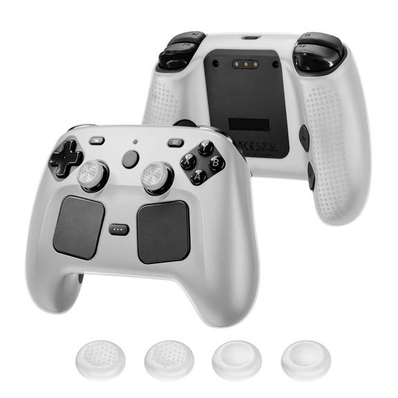 Case Cover Compatible with Steam Controller 2 2026, Soft Silicone Protector Cover Skin Case for Steam Controller 2 with Thumb Grip Caps, Anti-Scratch, Shockproof (Clear)