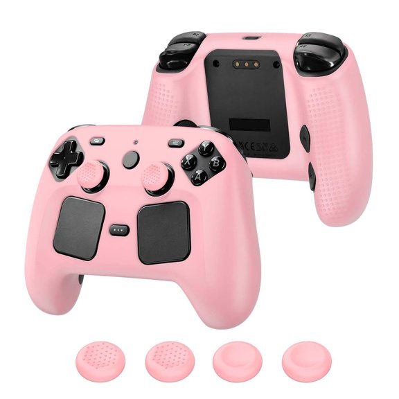 Case Cover Compatible with Steam Controller 2 2026, Soft Silicone Protector Cover Skin Case for Steam Controller 2 with Thumb Grip Caps, Anti-Scratch, Shockproof (Pink)