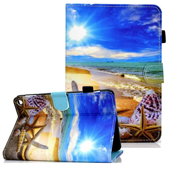 Case and Cover for Kindle Fire HD 10 Plus 2021(11th Gen), Fire HD 10.1" Case 2021, Allytech Shockproof PU Leather Anti-Slip Stand Smart Auto Sleep Wake Case with Card/Pen Holder, Beach