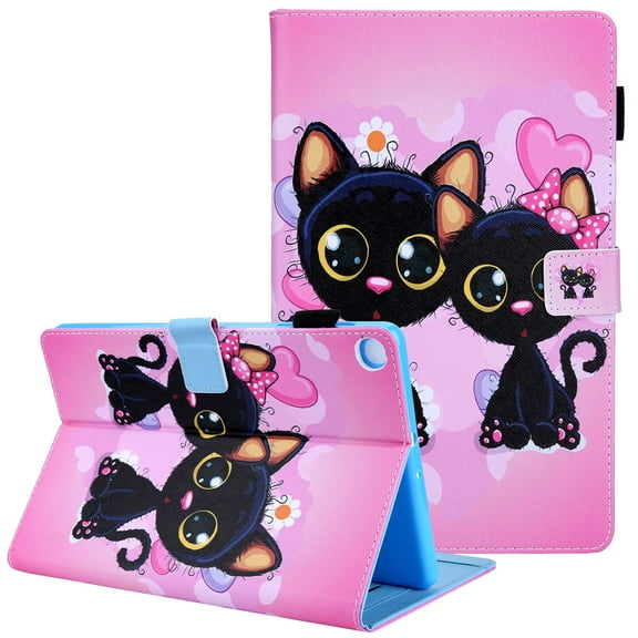 Case Cover for Samsung Galaxy Tab A7 10.4 2020, SM-T500/T505 Shell, Allytech PU Leather Protective Multiple Viewing Stand Card Slots Case for Galaxy Tab A7 10.4" T500 T505 2020, Black Cats