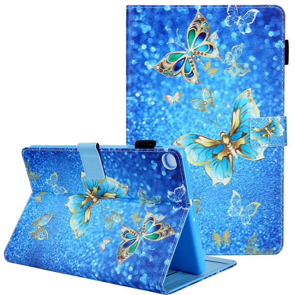 Case Cover for Samsung Galaxy Tab A7 10.4 2020, SM-T500/T505 Shell, Allytech PU Leather Protective Multiple Viewing Stand Card Slots Case for Galaxy Tab A7 10.4" T500 T505 2020, Gold Butterfly