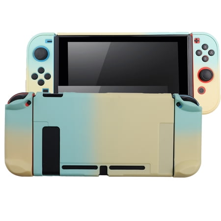 Case Cover Set Fit for Switch, PC Protective Cover Protector Case Console w/Shock-Absorption & Anti-Scratch Design, Gradient colors(Blue yellow)