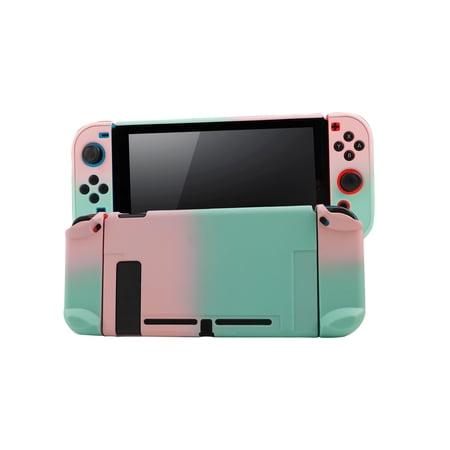 Case Cover Set Fit for Switch, PC Protective Cover Protector Case Console w/Shock-Absorption & Anti-Scratch Design, Gradient colors(Green pink)