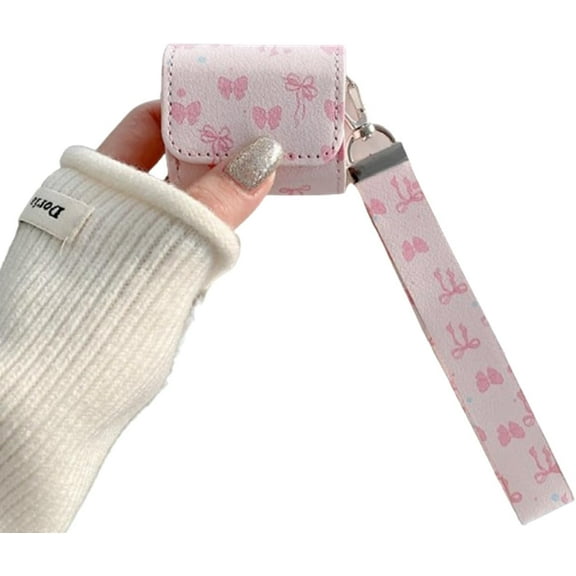 Case Cover for Airpods 3rd Generation,Beautiful Shockproof Faux Leather Earphone Protective Shell,Gift for Girls Women (Pink)