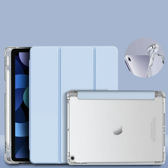 Case Cover for iPad 9th Generation 2021, 10.2 inch iPad Case with Pencil Holder, Smart Stand Cover for iPad Case 9th/8th/7th (2021/2020/2019),Protective Clear Back,Ice Blue