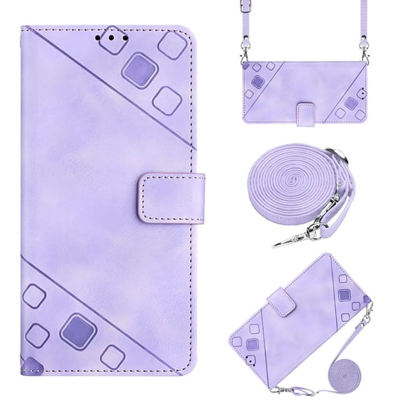Case for Cricket Debut S3 Skin Friendly PU Leather Wallet Case with Card Holder Kickstand Crossbody Lanyard Magnetic Closure Drop Protection Anti-scratch Phone Cover