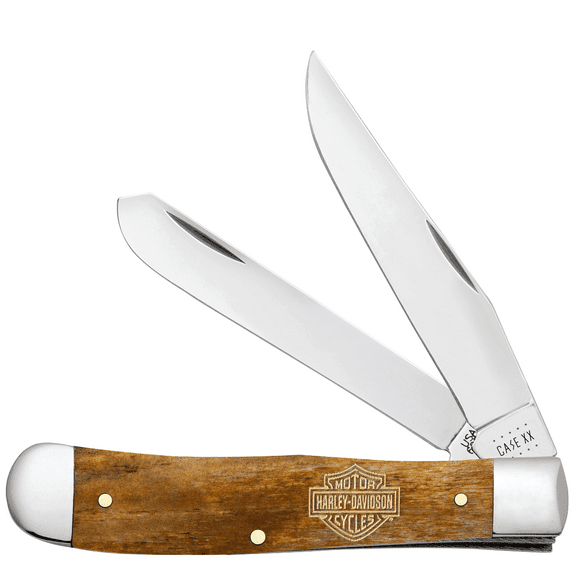 Case XX Knives Harley-Davidson Trapper Etched Antique Bone Stainless Pocket Knife