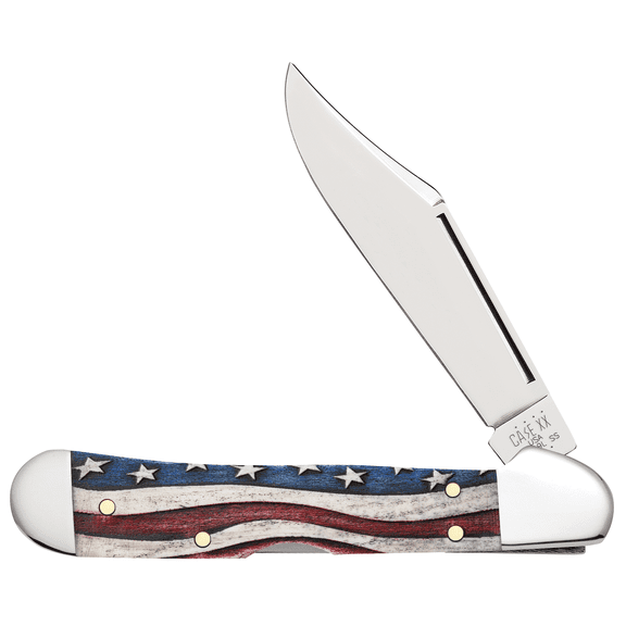Case XX Knives Star Spangled Banner Natural Bone Mini Copperlock Stainless Pocket Knife