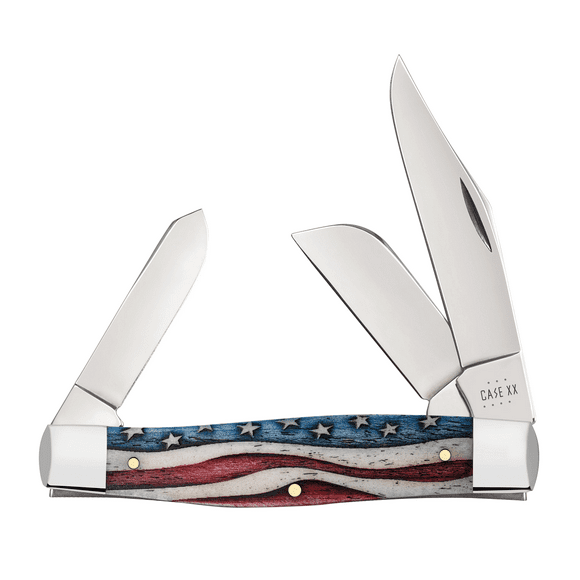 Case Cutlery 64142 Stockman Star Spangled SS 4.25" Patriotic Bone Folding Knife
