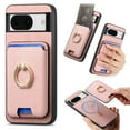 thumbnail image 1 of Case Designed for Google Pixel 7a, Classic Business Anti-falling Detachable Magnetic Card Holder Bag Support Car Magnetic Mount with Finger Ring Kicktand Phone Case Cover - Pink, 1 of 8