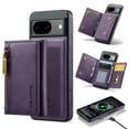 thumbnail image 1 of Case Designed for Google Pixel 9 / 9 Pro, Detachable Back Card Pockets, Magnetic Zipper PU Leather Kickstand Classic Rugged RFID Blocking Phone Case Cover for Google Pixel 9 / 9 Pro, Purple, 1 of 14