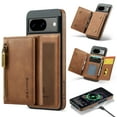 thumbnail image 1 of Case Designed for Google Pixel 9 / 9 Pro, Detachable Back Card Pockets, Magnetic Zipper PU Leather Kickstand Classic Rugged RFID Blocking Phone Case Cover for Google Pixel 9 / 9 Pro, Brown, 1 of 12