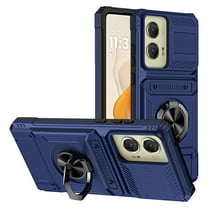 Case Designed for Motorola Moto G Stylus 5G 2025, Hybrid Back Case with Ring Stand & Hidden Card Slot & Support Magnetic Car Mount Shockproof Fall-Protection Slim Phone Cover for Galaxy A36 5G, Blue