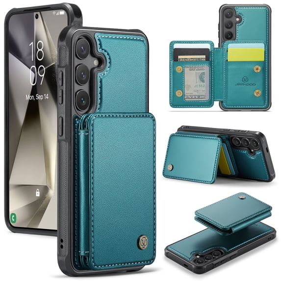 Case Designed for Samsung Galaxy A36 5G, Classic RFID Blocking Detachable Magnetic Card Slots Kickstand Durable Shockproof Protective Magnetic Buckle 2 In 1 Case for Galaxy A36 5G - Blue