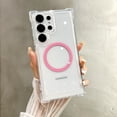 thumbnail image 1 of Case Designed for Samsung Galaxy S24 Case Magnetic Clear with Camera Lens Protector[Compatible with MagSafe] Transparent Minimalist Design Full-Body Shockproof Protection Cover,Pink, 1 of 5