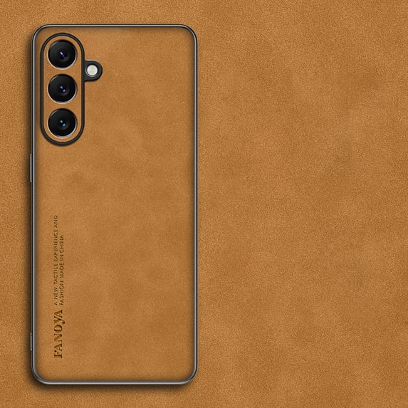 Case Designed for Samsung Galaxy S24 FE, Slim Fit Classic PU Leather Shockproof Anti-Slip Lightweight Wireless Charging Vintage Phone Case Cover for Samsung Galaxy S24 FE, Brown