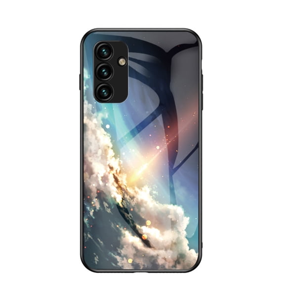 Case Designed for Samsung Galaxy S24 Plus, Luxury Pattern Thin Fit Lightweight Anti-Scratch Drop Protective Shockproof Glossy Phone Case, Tempered Glass Back +TPU Bumper Frame, Sparkling