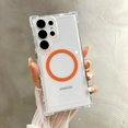 thumbnail image 1 of Case Designed for Samsung Galaxy S25 Ultra Case Magnetic Clear with Camera Lens Protector[Compatible with MagSafe] Transparent Minimalist Design Full-Body Shockproof Protection Cover,Orange, 1 of 6