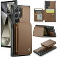 thumbnail image 1 of Case Designed for Samsung Galaxy S25 Ultra, Classic RFID Blocking Detachable Magnetic Card Slots Kickstand Durable Shockproof Protective Magnetic Buckle 2 In 1 Case for Galaxy S25 Ultra - Brown, 1 of 11