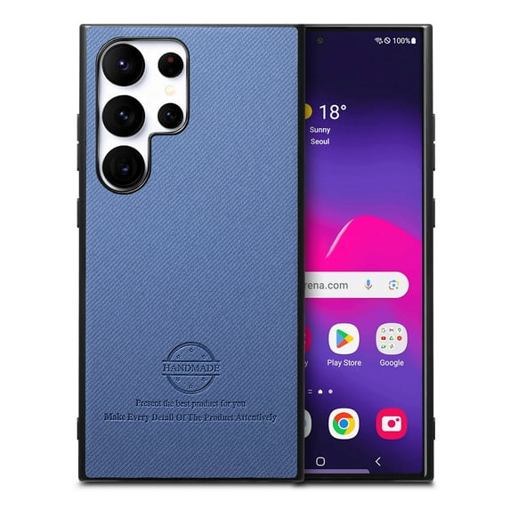 Case Designed for Samsung Galaxy S25 Ultra, Fabric Texture Back +TPU Frame, Luxury Ultra Slim Shockproof Drop Protective Lightweight Anti-Slip Anti-Scratch Back Cover for Galaxy S25 Ultra, Blue