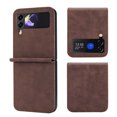 thumbnail image 1 of Case Designed for Samsung Galaxy Z Flip 4 5G, Premium PU Leather Classic for Men Women Shockproof Ultra Slim Drop Protective Phone Case Cover for Samsung Galaxy Z Flip 4, Brown, 1 of 7