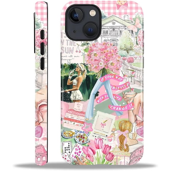 Case Designed for iPhone 13 14, Hybrid 2-Layer Case, Military-Grade Protection Durable Shockproof Anti-Scratch Phone Case, Pink Blue Jesus Collage