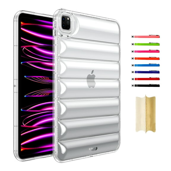 Case Designed for iPad Pro 11" 2022 2021 2020 2018/Air 4/Air 5, Clear Stylish Down Jacket Desigh Soft TPU Shockproof Protective Lightweight Tablet Case Cover for Girls Women, Clear