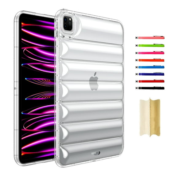 Case Designed for iPad Pro 11" 2022 2021 2020 2018/Air 4/Air 5, Clear Stylish Down Jacket Desigh Soft TPU Shockproof Protective Lightweight Tablet Case Cover for Girls Women, Clear