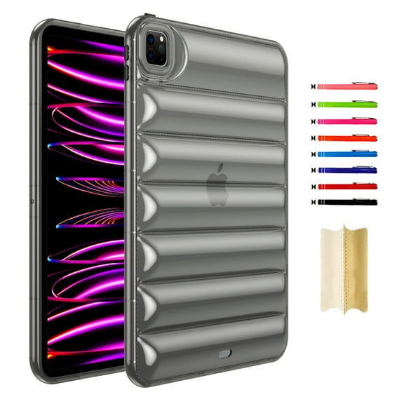 Case Designed for iPad Pro 11" 2024 M4 / iPad Pro 11" 2025 M5, Clear Stylish Down Jacket Desigh Soft TPU Shockproof Protective Lightweight Tablet Case Cover for Girls Women, Gray