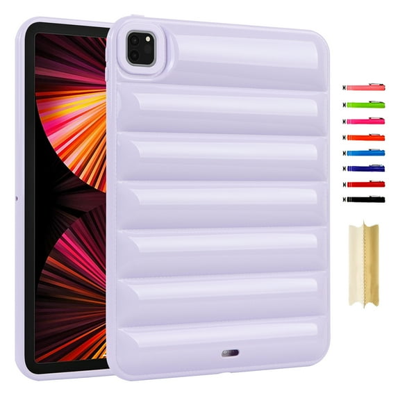 Case Designed for iPad Pro 12.9" 2022/2018/2020/2021, Stylish Down Jacket Desigh Soft TPU Shockproof Protective Lightweight Tablet Case Cover for Girls Women, Lightpurple