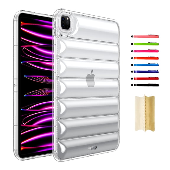 Case Designed for iPad Pro 12.9 2022 2021 2020 2018/Air 13 2024 2025, Clear Stylish Down Jacket Desigh Soft TPU Shockproof Protective Lightweight Tablet Case Cover for Girls Women, Clear