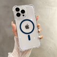 thumbnail image 1 of Case Designed for iPhone 12 Pro Case Magnetic Clear with Camera Lens Protector[Compatible with MagSafe] Transparent Minimalist Design Full-Body Shockproof Protection Cover,Darkblue, 1 of 5