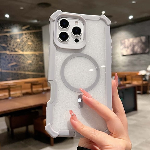 Case Designed for iPhone 14 / 13, Compatible with Magsafe, Luxury Glitter Bling Lightwieght Anti-Scratch Ultra Slim for Girls Phone Case, Silicone + PC Material, for iPhone 14 / 13, Gray