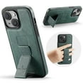 thumbnail image 1 of Case Designed for iPhone 15 Plus, Classic PU leather Kickstand & Hand Grip, Support Magnetic Car Mount Shockproof Protective Ultra Slim Back Case Cover for iPhone 15 Plus, Green, 1 of 6
