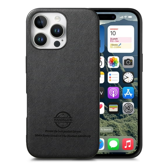 Case Designed for iPhone 15 Pro Max, Fabric Texture Back +TPU Frame, Luxury Ultra Slim Shockproof Drop Protective Lightweight Anti-Slip Anti-Scratch Back Case Cover for iPhone 15 Pro Max, Black