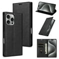 thumbnail image 1 of Case Designed for iPhone 15 Pro, PU Leather + TPU Wallet Case, Kickstand Card Slots Luxury Business Full Body Protection Shockproof Ultra Slim Phone Cover for iPhone 15 Pro - Black, 1 of 6