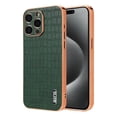 thumbnail image 1 of Case Designed for iPhone 16, Classic Crocodile Texture PU Leather + Plating Frame Shokcproof Lightweight Ultra Slim Case Cover for Men Women for iPhone 16, Green, 1 of 8