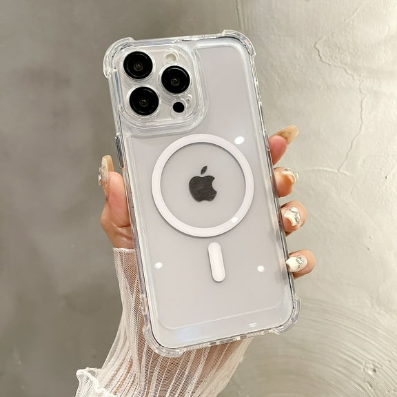 Case Designed for iPhone 16 Pro Case Magnetic Clear with Camera Lens Protector[Compatible with MagSafe] Transparent Minimalist Design Full-Body Shockproof Protection Cover,White